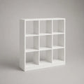 Libreria a cubi 90 x 90 x 30 cm in pannelli MDF bianco con 9 scomparti struttura a griglia rettangolare