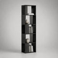 Libreria 180 x 40 x 30 cm in pannelli truciolare nero opaco 5 ripiani struttura verticale rettangolare