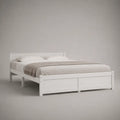Letto matrimoniale in legno di pino verniciato bianco struttura con testiera e pediera pannellate 167 x 206 x 82 cm per materasso 160 x 200 cm