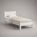Letto singolo 90 x 200 cm struttura in legno ingegnerizzato MDF bianco con testiera e pediera pannellate e rete a doghe