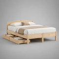 Letto matrimoniale 160 x 200 cm con cassetti laterali in legno massello di pino naturale testiera curva e rete a doghe