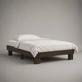 Letto matrimoniale 160 x 200 cm senza testiera struttura in legno massello tinta noce scuro con base rinforzata e gambe quadrate