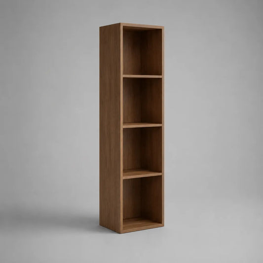 Libreria verticale 30 cm x 30 cm x 160 cm in MDF effetto noce con 4 ripiani aperti struttura rettangolare