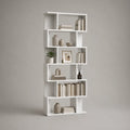 Libreria 80 x 30 x 180 cm in pannelli MDF bianco a 5 ripiani con vani sfalsati struttura verticale rettangolare