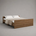 Letto matrimoniale 160x200 cm struttura in legno effetto rovere con testiera e pediera a pannello pieno rete a doghe
